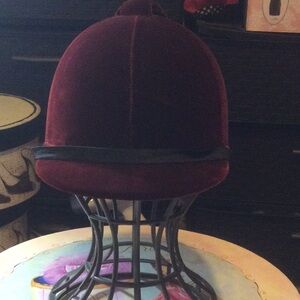 Velvet Riding Helmet Cover in Deep Burgundy